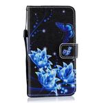Blue Butterfly Flower Pattern Horizontal Flip Leather Case for Huawei P30 Lite, with Holder & Card Slots & Wallet