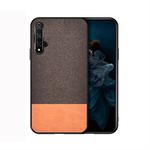 Shockproof Splicing PU + Cloth Protective Case for Huawei Honor View 20 (Brown)