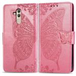 Butterfly Love Flowers Embossing Horizontal Flip Leather Case for Huawei Mate 20 Lite, with Holder & Card Slots & Wallet (Pink)