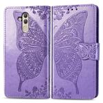 Butterfly Love Flowers Embossing Horizontal Flip Leather Case for Huawei Mate 20 Lite, with Holder & Card Slots & Wallet (Light Purple)