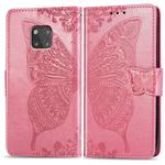 Butterfly Love Flowers Embossing Horizontal Flip Leather Case for Huawei Mate 20 Pro, with Holder & Card Slots & Wallet (Pink)