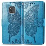 Butterfly Love Flowers Embossing Horizontal Flip Leather Case for Huawei Mate 20 Pro, with Holder & Card Slots & Wallet (Blue)