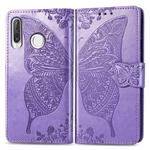 Butterfly Love Flowers Embossing Horizontal Flip Leather Case for Huawei P30 Lite / Nova 4e, with Holder & Card Slots & Wallet & Lanyard (Light Purple)
