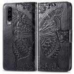 Butterfly Love Flowers Embossing Horizontal Flip Leather Case for Huawei P30, with Holder & Card Slots & Wallet & Lanyard (Black)