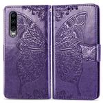 Butterfly Love Flowers Embossing Horizontal Flip Leather Case for Huawei P30, with Holder & Card Slots & Wallet & Lanyard(Dark Purple)