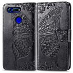 Butterfly Love Flowers Embossing Horizontal Flip Leather Case for Huawei V20, with Holder & Card Slots & Wallet & Lanyard (Black)