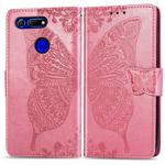 Butterfly Love Flowers Embossing Horizontal Flip Leather Case for Huawei V20, with Holder & Card Slots & Wallet & Lanyard (Pink)