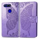 Butterfly Love Flowers Embossing Horizontal Flip Leather Case for Huawei V20, with Holder & Card Slots & Wallet & Lanyard (Light Purple)