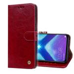 Business Style Oil Wax Texture Horizontal Flip Leather Case for Huawei Honor 8X, with Holder & Card Slots & Wallet(Red)