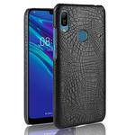 Shockproof Crocodile Texture PC + PU Case for Huawei Y6 (2019) (Black)