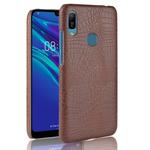 Shockproof Crocodile Texture PC + PU Case for Huawei Y6 (2019) (Brown)