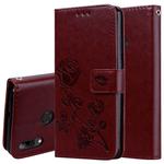 Rose Embossed Horizontal Flip PU Leather Case for Huawei P Smart 2019, with Holder & Card Slots & Wallet(Brown)