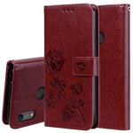 Rose Embossed Horizontal Flip PU Leather Case for Huawei Honor 8A/Y6 2019, with Holder & Card Slots & Wallet(Brown)