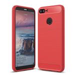 For Huawei  Honor 9 Lite Brushed Texture Carbon Fiber Shockproof TPU Protective Back Case (Red)