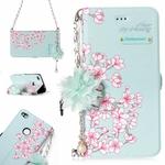 For Huawei  P8 Lite (2017) Sakura Flower Pattern Horizontal Flip Leather Case with Holder & Card Slots & Pearl Flower Ornament & Chain