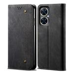 Denim Texture Flip Leather Phone Case For Huawei Maimang 20 / Enjoy 60 Pro / nova 11i(Black)