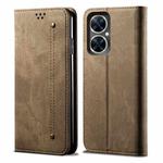 Denim Texture Flip Leather Phone Case For Huawei Maimang 20 / Enjoy 60 Pro / nova 11i(Khaki)