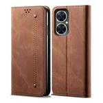 Denim Texture Flip Leather Phone Case For Huawei Maimang 20 / Enjoy 60 Pro / nova 11i(Brown)