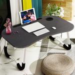 Foldable Non-slip Laptop Desk Table Stand with Card Slot & Cup Slot (Black)