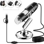 1000X Magnifier HD 0.3MP Image Sensor 3 in 1 USB Digital Microscope with 8 LED & Professional Stand (Grey)
