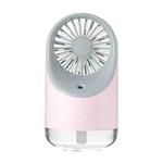 Multi-function USB Charging Spray Humidification Desktop Electric Fan with LED Warm Yellow Reading Lamp, Support 3 Speed Control(Pink)