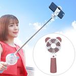 Portable Lovely Style Mini USB Charging Handheld Small Fan with Selfie Stick (Brown)
