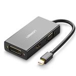 3 in 1 Ugreen HD 1080P 4Kx2K Thunderbolt Mini DisplayPort DP to HDMI / VGA / DVI Adapter Converter Cable, Cable Length: 25cm