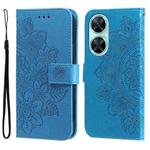 For Huawei nova 11i / Maimang 20 5G / Enjoy 60 Pro 7-petal Flowers Embossing Leather Phone Case (Blue)