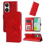 For Huawei nova 11i / Maimang 20 5G / Enjoy 60 Pro Embossed Sunflower Leather Phone Case (Red)