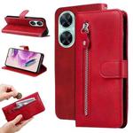 For Huawei nova 11i / Maimang 20 5G / Enjoy 60 Pro Fashion Calf Texture Zipper Leather Phone Case (Red)