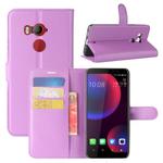 For HTC U11 EYEs Litchi Texture Horizontal Flip Leather Case with Wallet & Holder & Card Slots(Purple)