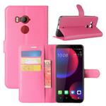 For HTC U11 EYEs Litchi Texture Horizontal Flip Leather Case with Wallet & Holder & Card Slots(Rose Red)