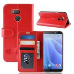 R64 Texture Single Fold Horizontal Flip Leather Case for HTC Desire 12S, with Holder & Wallet & Card Slots & Photo Frame(Red)