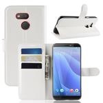 Litchi Texture Horizontal Flip Leather Case for HTC Desire 12S, with Wallet & Holder & Card Slots(White)
