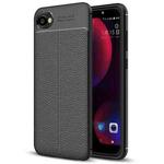 For HTC Desire 12 Litchi Texture Soft TPU Protective Back Cover Case(Black)