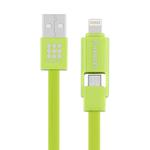 HAWEEL 1m 2 in 1 Micro USB & 8 Pin to USB Data Sync Charge Cable(Green)
