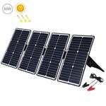 HAWEEL 4 PCS 20W Monocrystalline Silicon Solar Power Panel Charger, with USB Port & Holder & Tiger Clip, Support QC3.0 and AFC(Black)