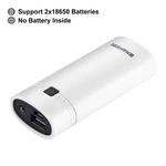 HAWEEL DIY 2x 18650 Battery (Not Included) 5600mAh Power Bank Shell Box with USB Output & Indicator(White)