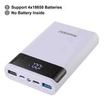 HAWEEL DIY 4x 18650 Battery (Not Included) 12000mAh Dual-way QC Charger Power Bank Shell Box with 2x USB Output & Display,  Support QC 2.0 / QC 3.0 / FCP / SFCP /  AFC / MTK / BC 1.2 / PD(White)