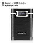 HAWEEL DIY 4x 18650 Battery (Not Included) 10000mAh Dual-way QC Charger Power Bank Shell Box with 2x USB Output & Display, Support PD / QC / SCP / FCP / AFC / PPS / PE (Black)