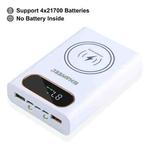 HAWEEL DIY 4 x 21700 Battery 22.5W Fast Charge 15W Wireless Charging Power Bank Box Case with Display, Not Include Battery (White)