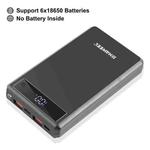 HAWEEL DIY 6 x 18650 Battery 24W Fast Charge Power Bank Box Case with Display, Not Include Battery (Black)