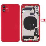 Battery Back Cover Assembly (with Side Keys & Power Button + Volume Button Flex Cable & Wireless Charging Module & Motor & Charging Port & Speaker Ringer Buzzer & Card Tray & Camera Lens Cover) for iPhone 11(Red)