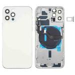 Battery Back Cover (with Side Keys & Card Tray & Power + Volume Flex Cable & Wireless Charging Module) for iPhone 12 Pro(White)