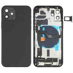 Battery Back Cover Assembly (with Side Keys & Speaker Ringer Buzzer & Motor & Camera Lens & Card Tray & Power Button + Volume Button + Charging Port & Wireless Charging Module) for iPhone 12(Black)
