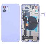 Battery Back Cover Assembly (with Side Keys & Speaker Ringer Buzzer & Motor & Camera Lens & Card Tray & Power Button + Volume Button + Charging Port & Wireless Charging Module) for iPhone 12(Purple)