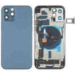 Battery Back Cover Assembly (with Side Keys & Speaker Ringer Buzzer & Motor & Camera Lens & Card Tray & Power Button + Volume Button + Charging Port & Wireless Charging Module) for iPhone 12 Pro(Blue)