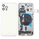 Battery Back Cover Assembly (with Side Keys & Speaker Ringer Buzzer & Motor & Camera Lens & Card Tray & Power Button + Volume Button + Charging Port & Wireless Charging Module) for iPhone 12 Pro(White)