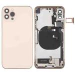 Back Housing Cover with Appearance Imitation of iP12 Pro for iPhone X (with SIM Card Tray & Side Keys & Power + Volume Flex Cable & Wireless Charging Module & Charging Port Flex Cable & Vibrating Motor & Loudspeaker)(Gold)