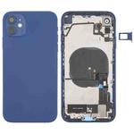 Back Housing Cover with Appearance Imitation of iP12 for iPhone XR (with SIM Card Tray & Side Keys & Power + Volume Flex Cable & Wireless Charging Module & Charging Port Flex Cable & Vibrating Motor & Loudspeaker)(Blue)